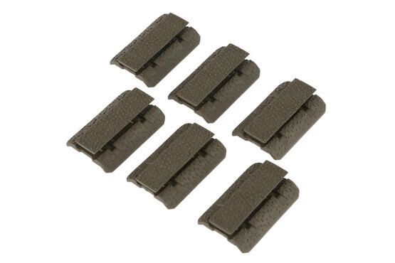 The Magpul M-LOK rail cover type 2 in olive drab green comes in a pack of 6